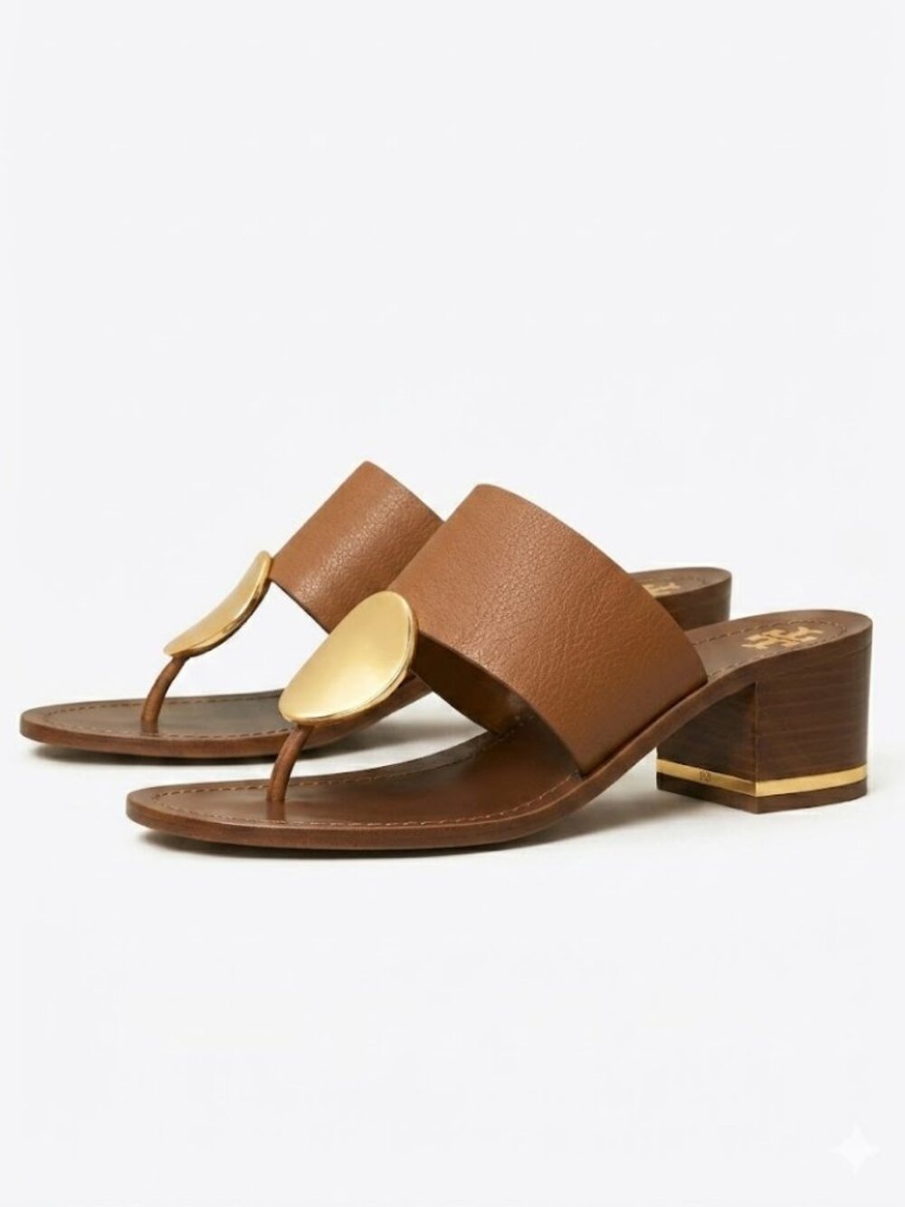 Tory Burch PATOS DISK 45MM SANDAL Mou Brown Gold STUNNING AND COMFORTABLE!